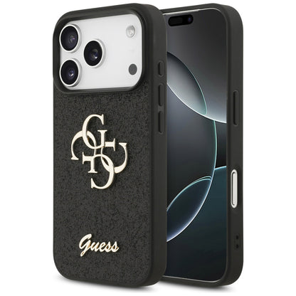 Case for Apple iPhone 18 Pro / 17 Pro, Guess, Fixed Glitter Big 4G, Black