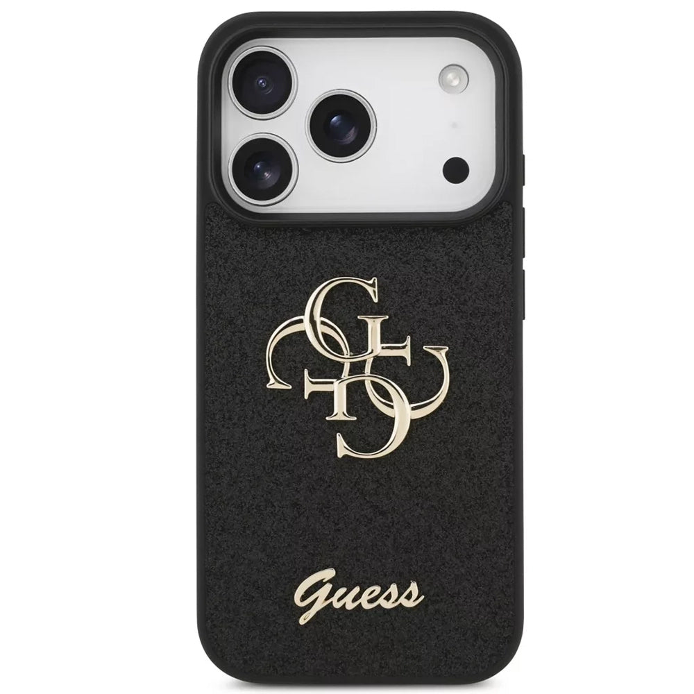 Case for Apple iPhone 18 Pro / 17 Pro, Guess, Fixed Glitter Big 4G, Black