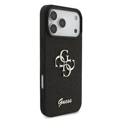 Case for Apple iPhone 18 Pro / 17 Pro, Guess, Fixed Glitter Big 4G, Black
