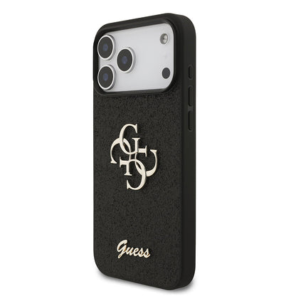 Case for Apple iPhone 18 Pro / 17 Pro, Guess, Fixed Glitter Big 4G, Black