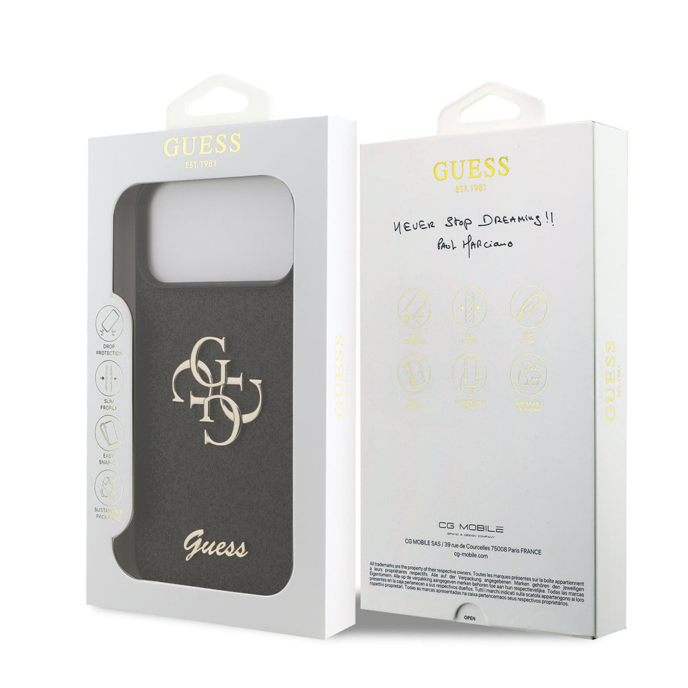Case for Apple iPhone 18 Pro / 17 Pro, Guess, Fixed Glitter Big 4G, Black