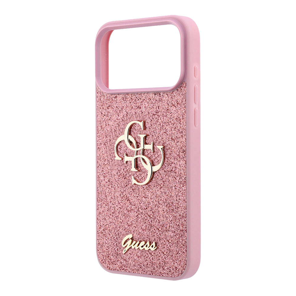 Case for Apple iPhone 18 Pro / 17 Pro, Guess, Fixed Glitter Big 4G, Pink