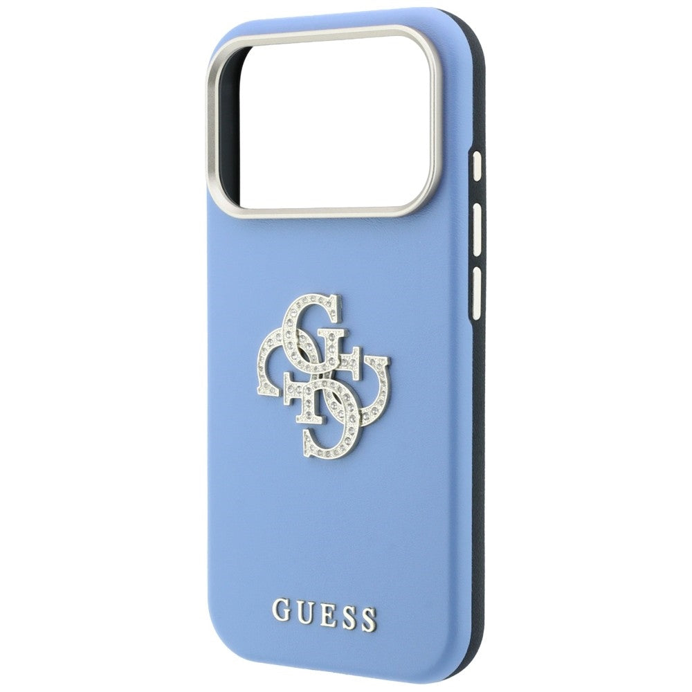 Case for Apple iPhone 18 Pro / 17 Pro, Guess, Smooth Big Strass Logo, Blue