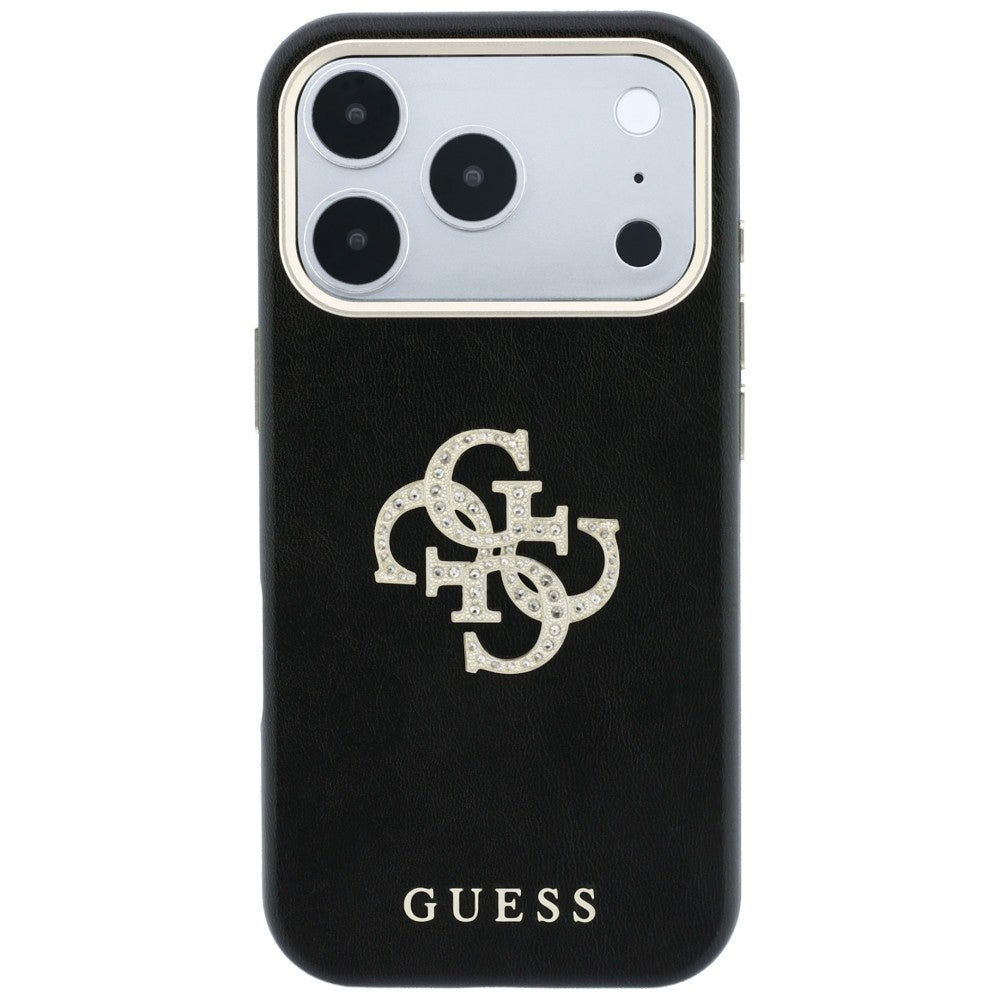 Case for Apple iPhone 18 Pro / 17 Pro, Guess, Smooth Big Strass Logo, Black