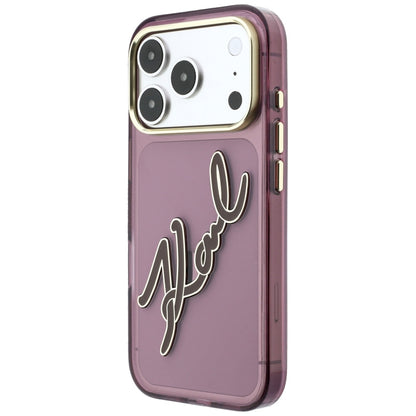 Case for Apple iPhone 18 Pro / 17 Pro, Karl Lagerfeld, IML Big Signature Resin Logo and Metal Frame, Burgundy