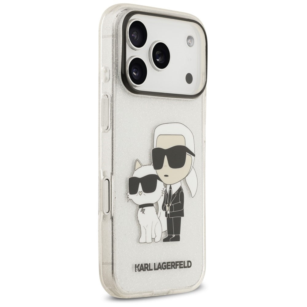 Case for Apple iPhone 18 Pro / 17 Pro, Karl Lagerfeld, IML Glitter Karl and Choupette NFT, Transparent