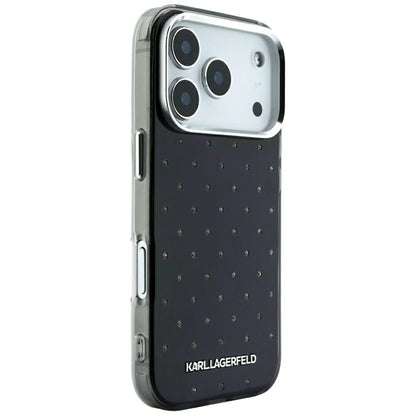 Case for Apple iPhone 18 Pro / 17 Pro, Karl Lagerfeld, IML Rhinestones and Electroplated Logo, Black