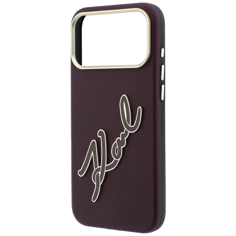 Case for Apple iPhone 18 Pro / 17 Pro, Karl Lagerfeld, Smooth Big Resin Signature Logo, Burgundy