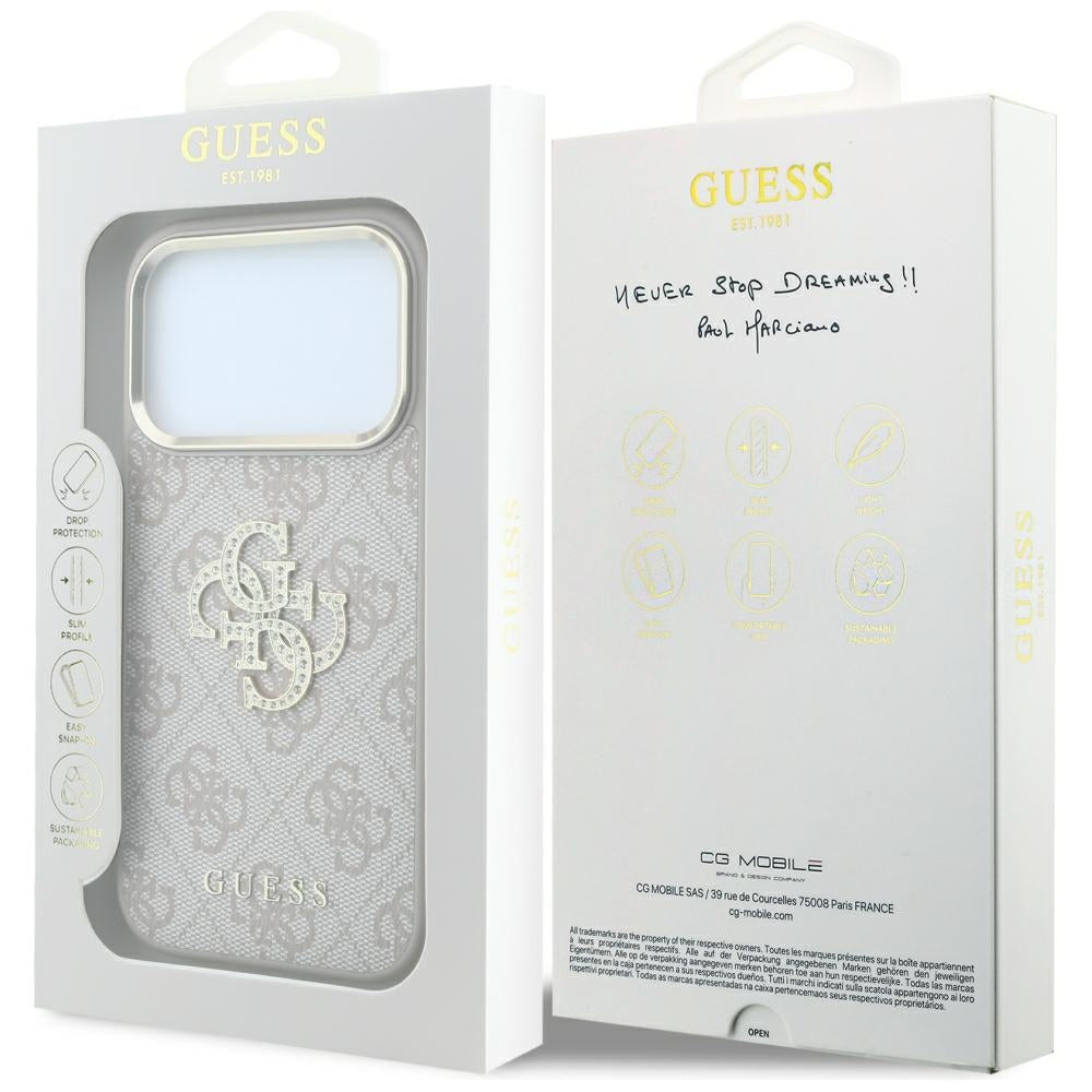 Case for Apple iPhone 18 Pro Max / 17 Pro Max, Guess, 4G Big Strass Logo, Pink