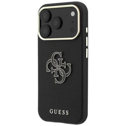 Case for Apple iPhone 18 Pro Max / 17 Pro Max, Guess, Grained Big Resin Logo, Black