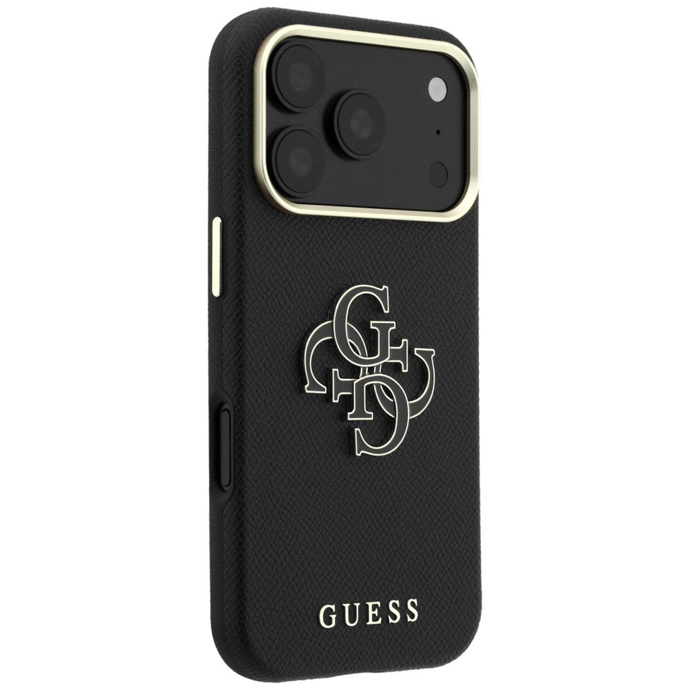 Case for Apple iPhone 18 Pro Max / 17 Pro Max, Guess, Grained Big Resin Logo, Black