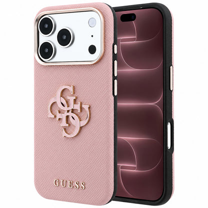 Case for Apple iPhone 18 Pro Max / 17 Pro Max, Guess, Grained Big Resin Logo, Pink