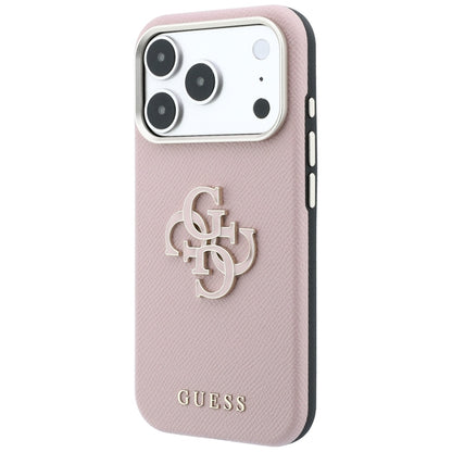 Case for Apple iPhone 18 Pro Max / 17 Pro Max, Guess, Grained Big Resin Logo, Pink