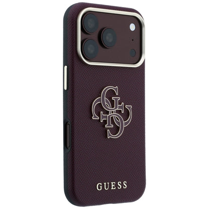 Case for Apple iPhone 18 Pro Max / 17 Pro Max, Guess, Grained Big Resin Logo, Burgundy