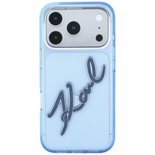 Case for Apple iPhone 18 Pro Max / 17 Pro Max, Karl Lagerfeld, IML Big Signature Resin Logo Metal Frame, Blue