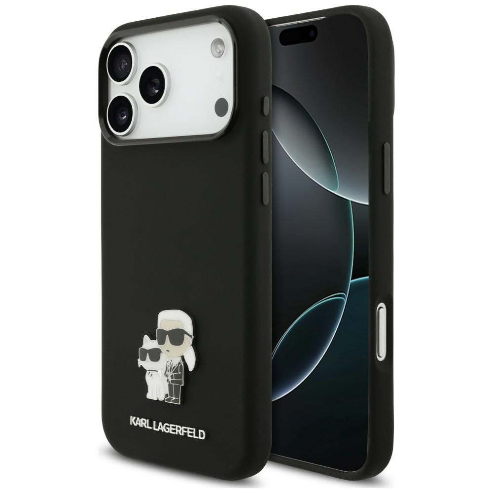 Case for Apple iPhone 18 Pro Max / 17 Pro Max, Karl Lagerfeld, Karl & Choupette Metal Pin, Black