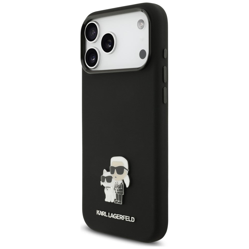 Case for Apple iPhone 18 Pro Max / 17 Pro Max, Karl Lagerfeld, Karl & Choupette Metal Pin, Black