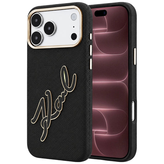 Case for Apple iPhone 18 Pro Max / 17 Pro Max, Karl Lagerfeld, Smooth Big Resin Signature Logo, Black