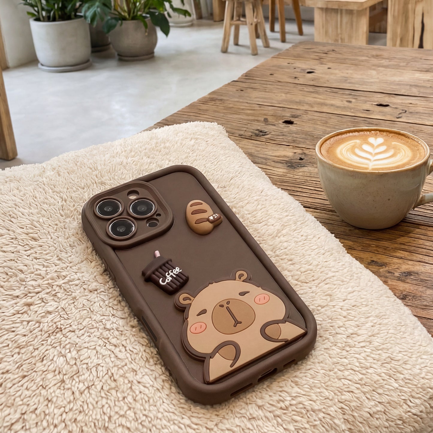 Case for Apple iPhone 14, OEM, Ultra Trendy 3D Capybara, Brown