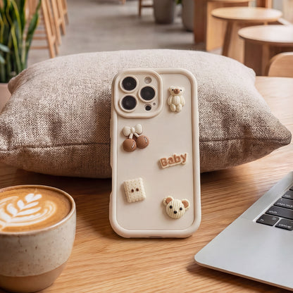 Case for Apple iPhone 12, OEM, Ultra Trendy 3D Bear, Beige