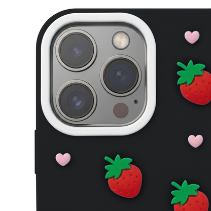 Case for Apple iPhone 17 Pro, OEM, Strawberry, Black