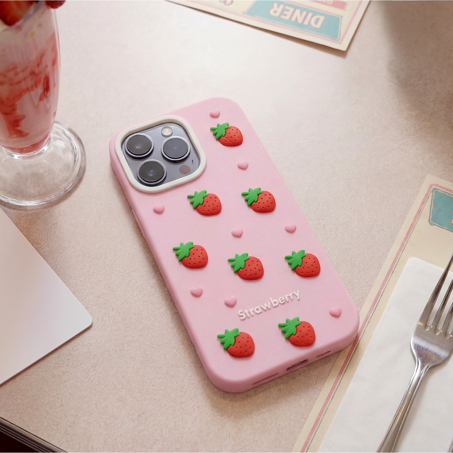 Case for Apple iPhone 12 / 12 Pro, OEM, Strawberry, Pink