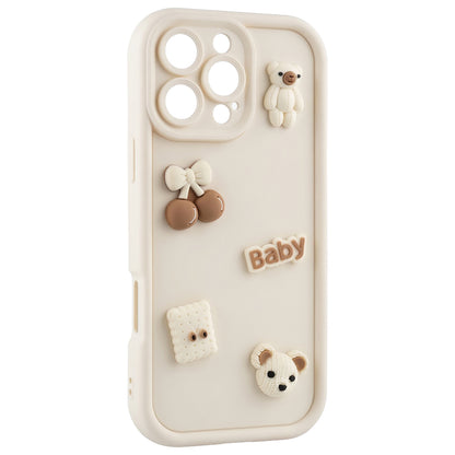 Case for Apple iPhone 16 Pro, OEM, Ultra Trendy 3D Bear, Beige