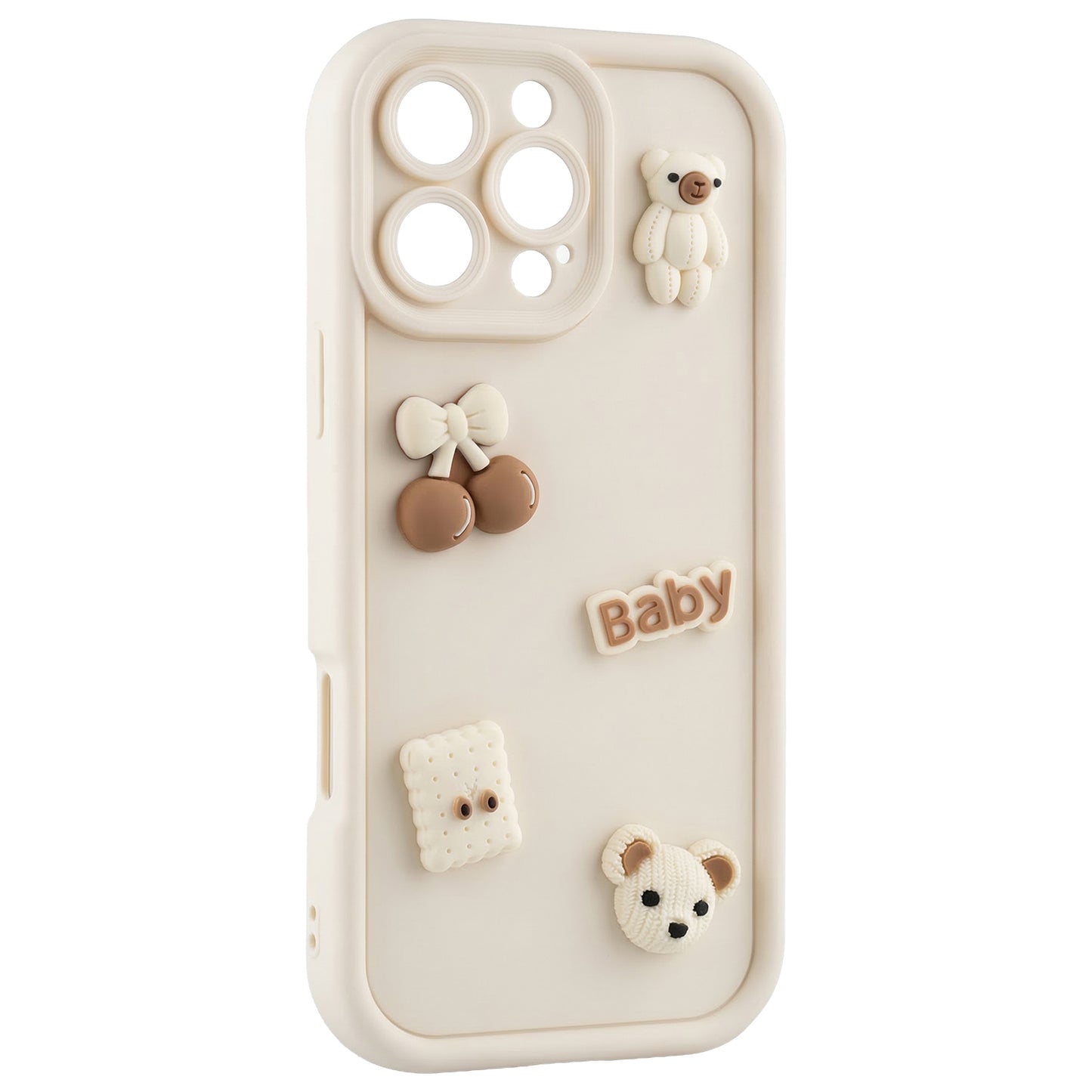 Case for Apple iPhone 16 Pro Max, OEM, Ultra Trendy 3D Bear, Beige