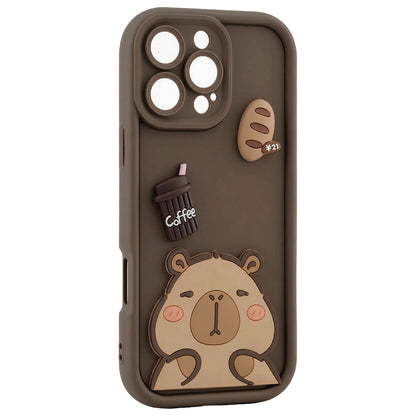 Case for Apple iPhone 16 Pro Max, OEM, Ultra Trendy 3D Capybara, Brown