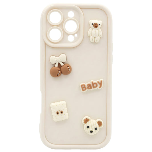 Case for Apple iPhone 16, OEM, Ultra Trendy 3D Bear, Beige