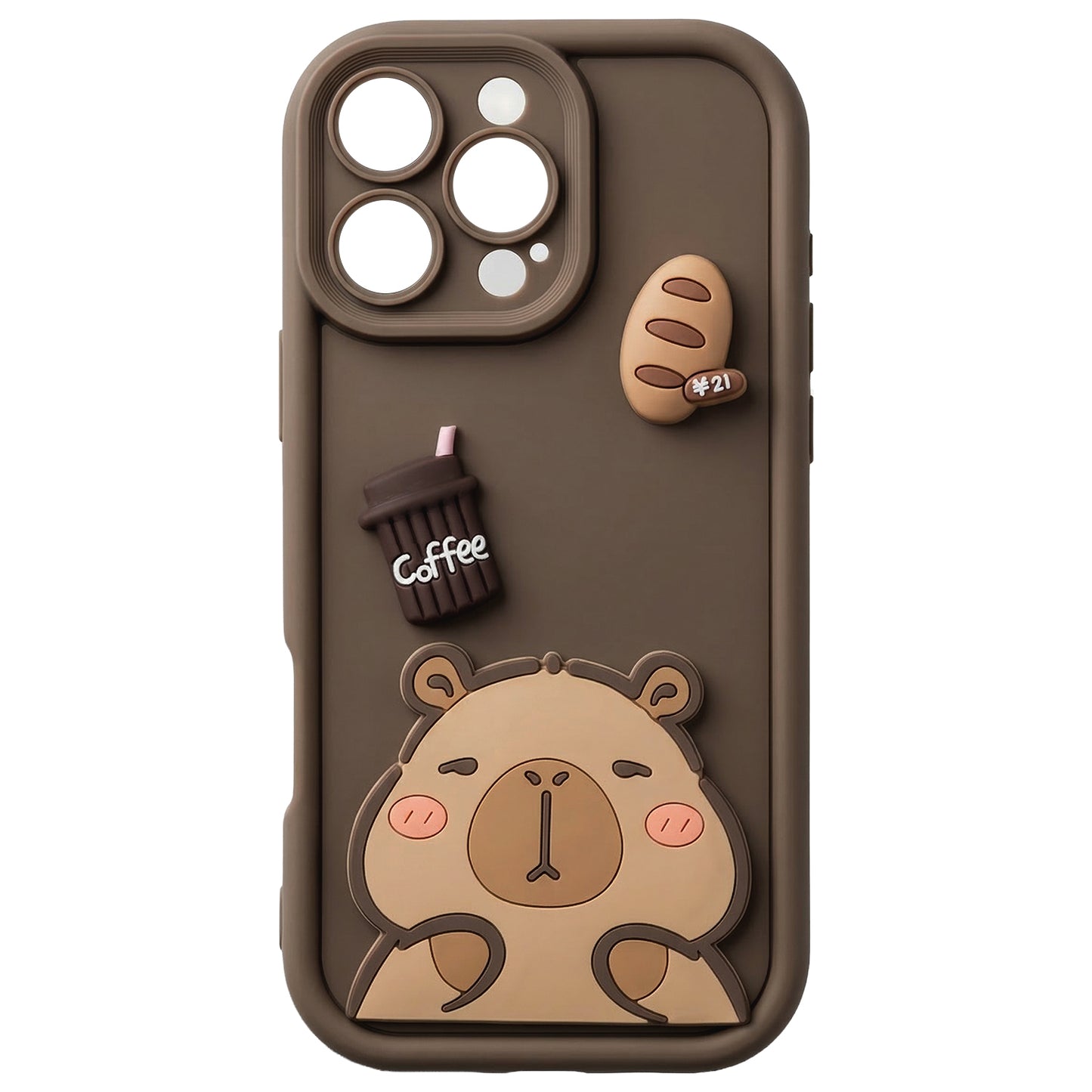 Case for Apple iPhone 15 Pro, OEM, Ultra Trendy 3D Capybara, Brown