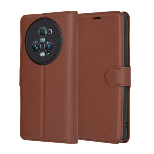 Case for Honor Magic5 Pro, Techsuit, Leather Folio, Brown