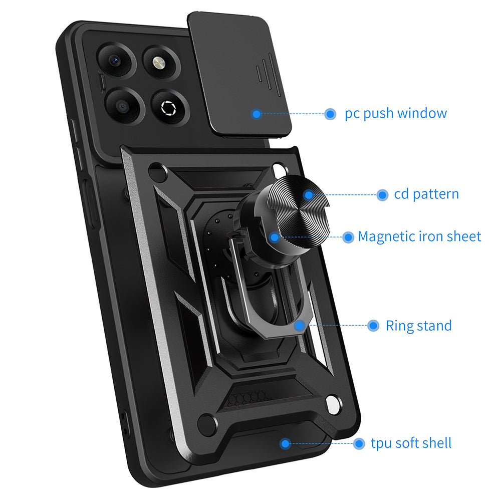 Case for Honor X6b, Techsuit, CamShield, Black