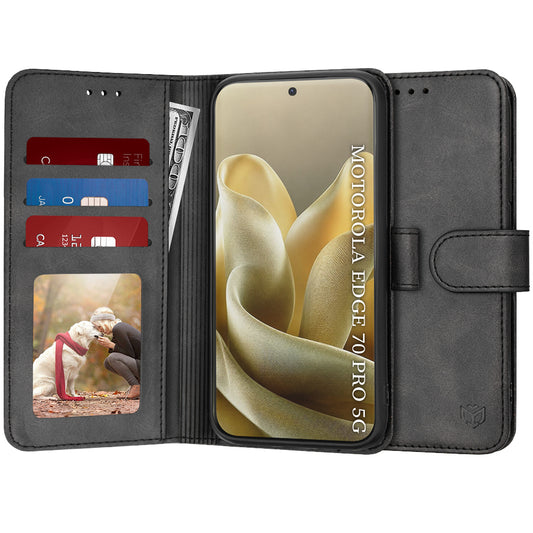 Case for Motorola Edge 70 Pro, Techsuit, Diary Book, Black