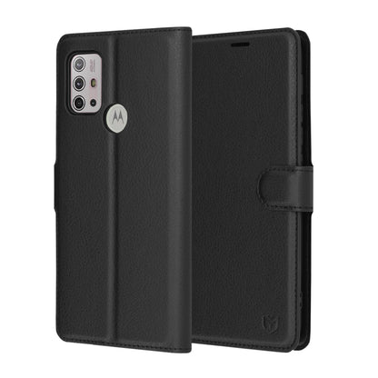Case for Motorola Moto G30 / G20 / G10, Techsuit, Leather Folio, Black