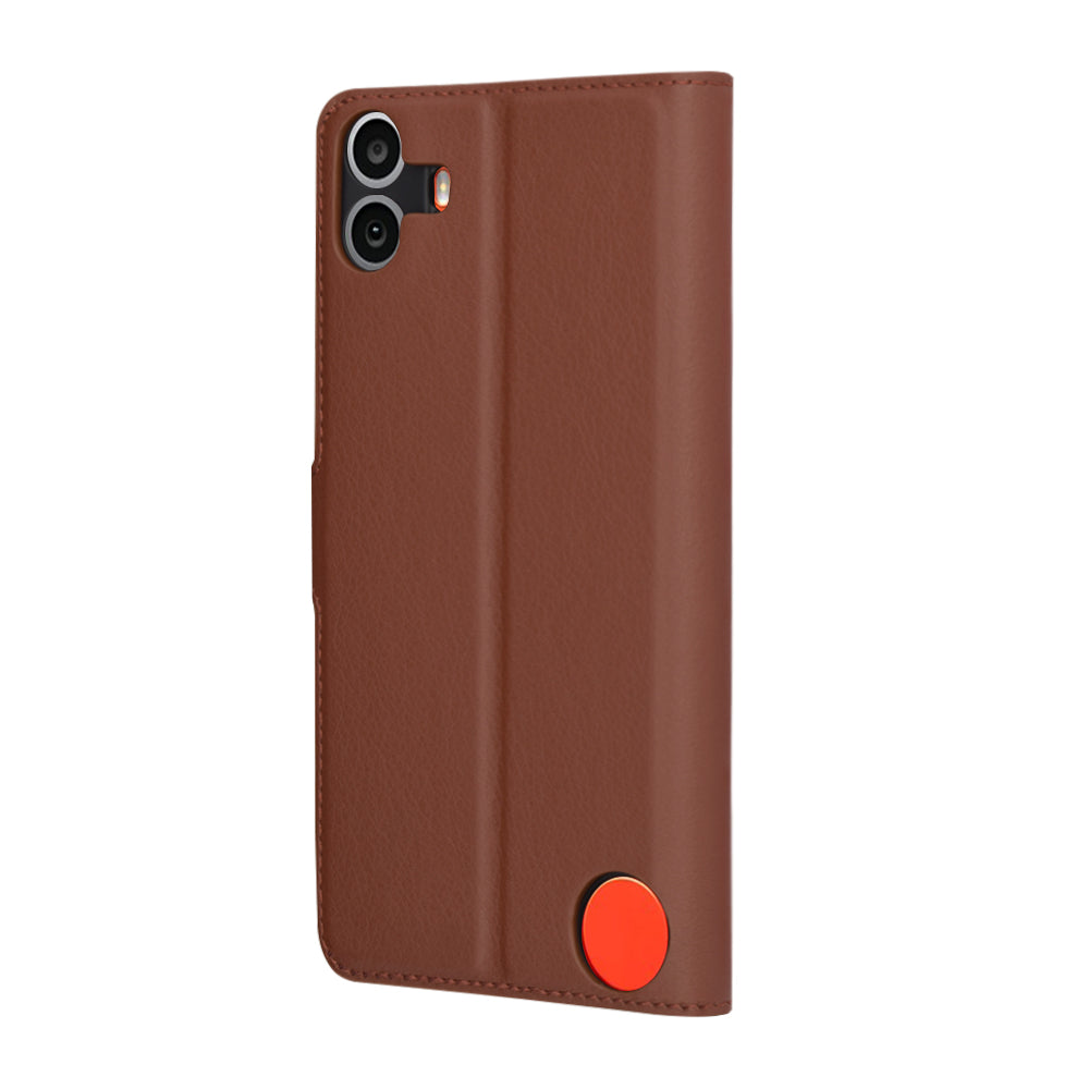 Case for Nothing CMF Phone 1, Techsuit, Leather Folio, Brown