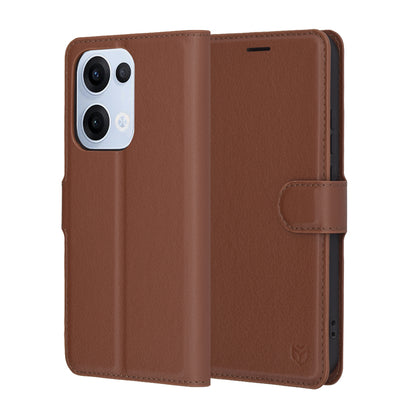 Case for Oppo Reno13, Techsuit, Leather Folio, Brown