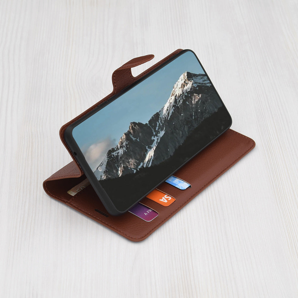 Case for Oppo Reno14, Techsuit, Leather Folio, Brown
