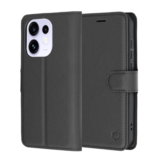 Case for Oppo Reno16 / Reno16 Pro, Techsuit, Leather Folio, Black
