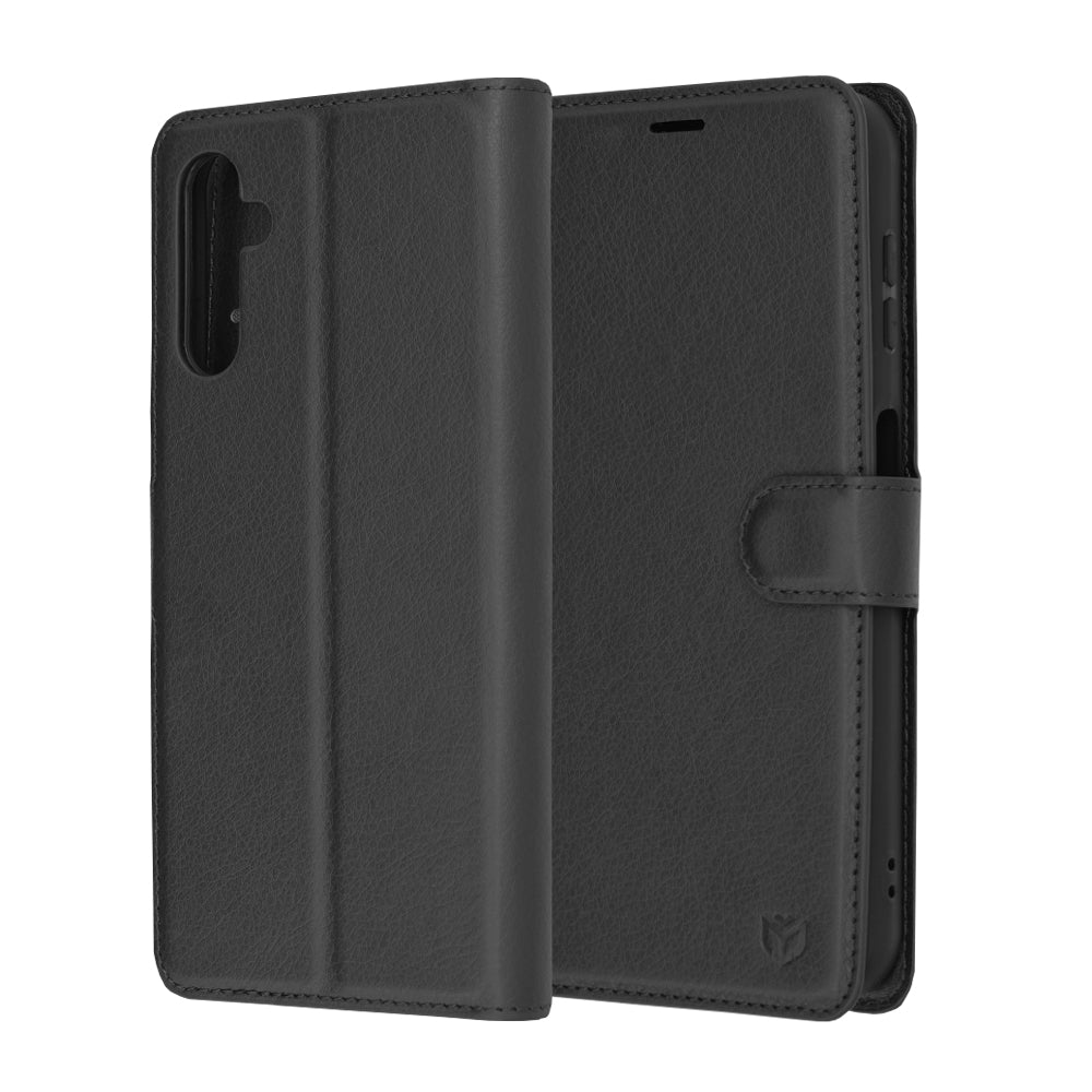 Case for Samsung Galaxy A14 A145 / A14 5G A146, Techsuit, Leather Folio, Black
