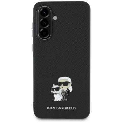 Case for Samsung Galaxy A36 A366, Karl Lagerfeld, Saffiano Karl & Choupette Metal, Black