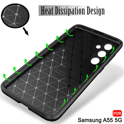 Case for Samsung Galaxy A55 5G A556, Techsuit, CarbonFiber, Black