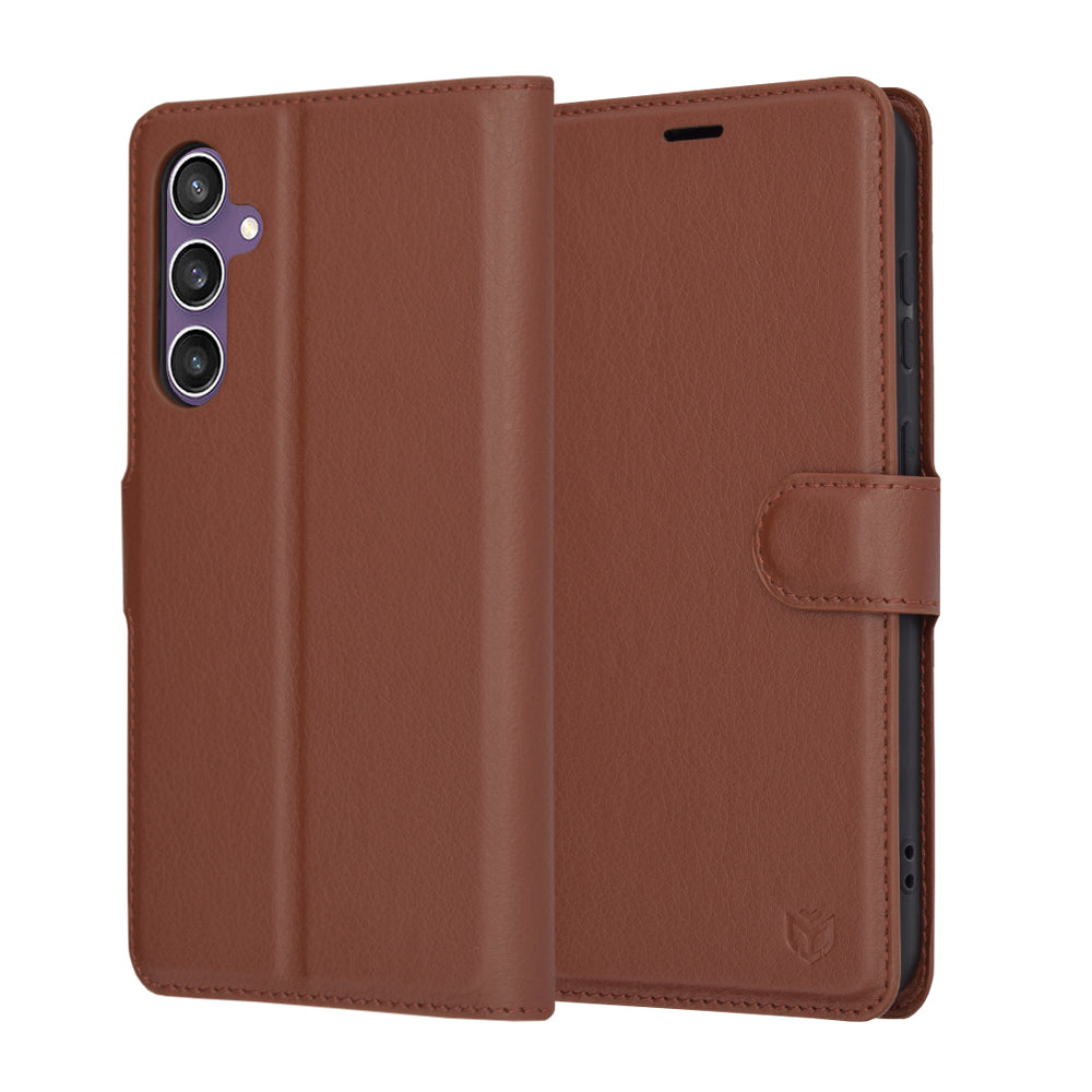 Case for Samsung Galaxy S23 FE S711, Techsuit, Leather Folio, Brown