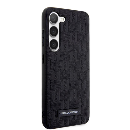 Case for Samsung Galaxy S23+ S916, Karl Lagerfeld, Saffiano Monogram Metal Logo, Black