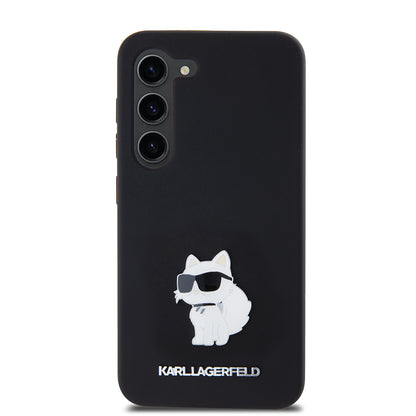 Case for Samsung Galaxy S23 S911, Karl Lagerfeld, Silicone Choupette Metal, Black