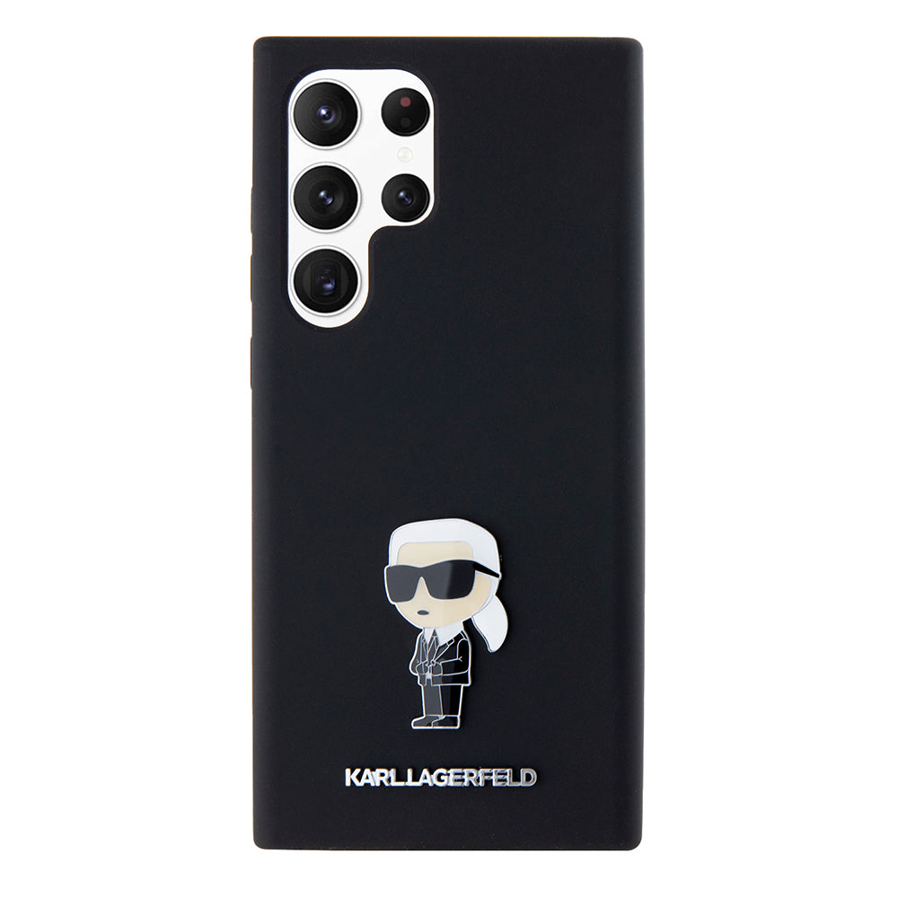 Case for Samsung Galaxy S23 Ultra S918, Karl Lagerfeld, Silicone Ikonik Karl Metal, Black
