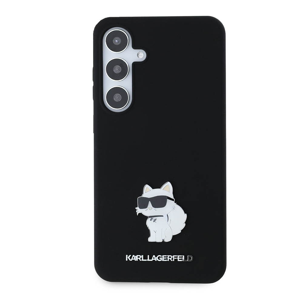 Case for Samsung Galaxy S24+ S926, Karl Lagerfeld, Silicone Choupette Metal, Black