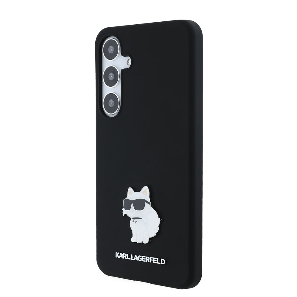 Case for Samsung Galaxy S24+ S926, Karl Lagerfeld, Silicone Choupette Metal, Black