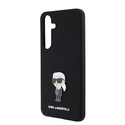 Case for Samsung Galaxy S24+ S926, Karl Lagerfeld, Silicone Ikonik Karl Metal, Black