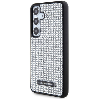 Case for Samsung Galaxy S24 S921, Karl Lagerfeld, Rhinestone Metal Plate, Silver